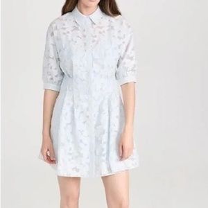 Patterned Sculptural Sleeve Dress - New With Tags - NEVER WORN - Lt Blue